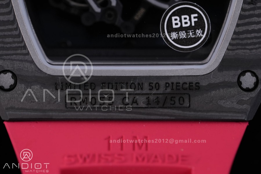 RM055 NTPT BBF 1:1 Best Edition Black Bezel Red Crown on Red Rubber Strap RMUL2 Super Clone