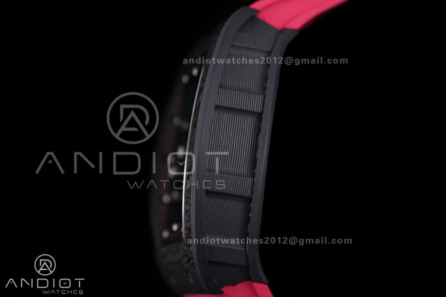 RM055 NTPT BBF 1:1 Best Edition Black Bezel Red Crown on Red Rubber Strap RMUL2 Super Clone