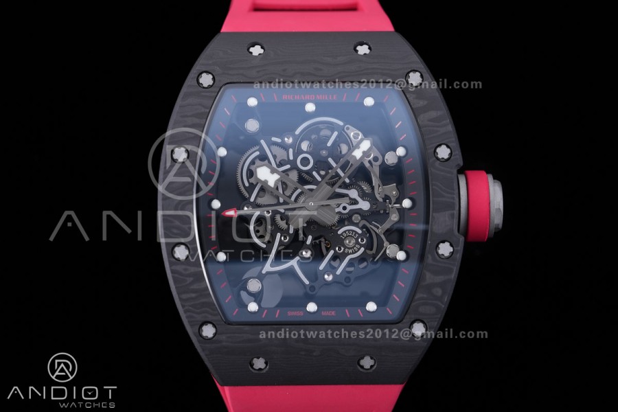 RM055 NTPT BBF 1:1 Best Edition Black Bezel Red Crown on Red Rubber Strap RMUL2 Super Clone