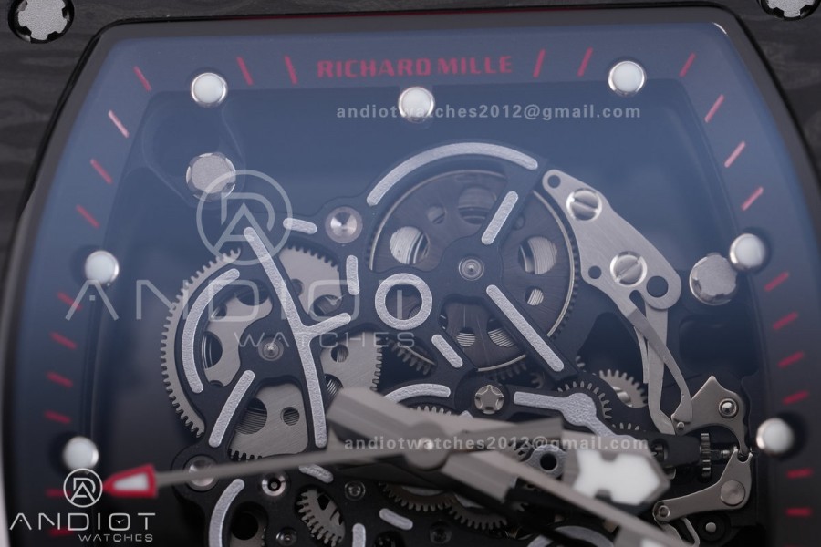 RM055 NTPT BBF 1:1 Best Edition Black Bezel Red Crown on Red Rubber Strap RMUL2 Super Clone