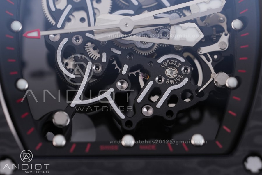 RM055 NTPT BBF 1:1 Best Edition Black Bezel Red Crown on Red Rubber Strap RMUL2 Super Clone