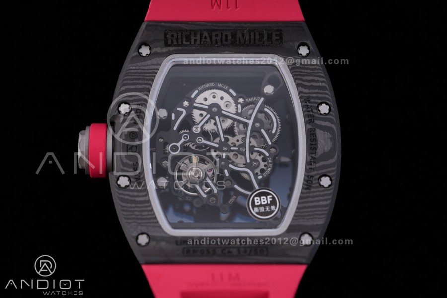 RM055 NTPT BBF 1:1 Best Edition Black Bezel Red Crown on Red Rubber Strap RMUL2 Super Clone