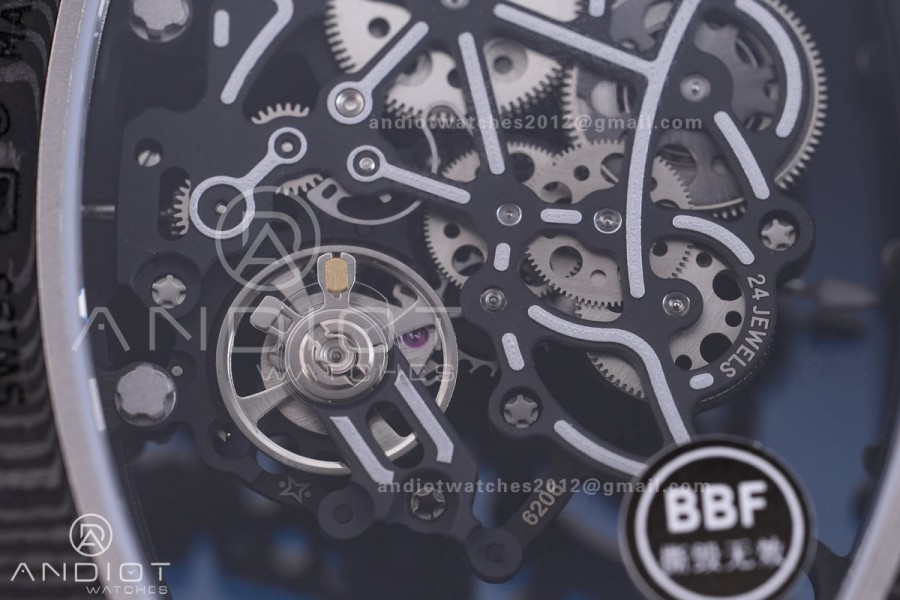 RM055 NTPT BBF 1:1 Best Edition Black Bezel Red Crown on Red Rubber Strap RMUL2 Super Clone