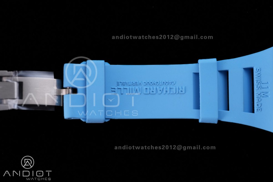 RM055 NTPT BBF 1:1 Best Edition Blue Bezel Blue Crown on Blue Rubber Strap RMUL2 Super Clone