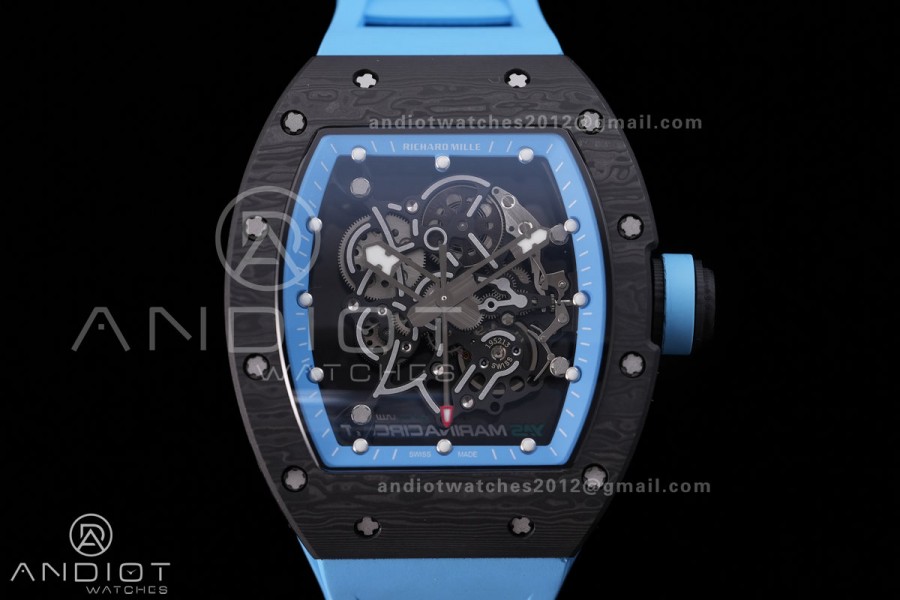 RM055 NTPT BBF 1:1 Best Edition Blue Bezel Blue Crown on Blue Rubber Strap RMUL2 Super Clone