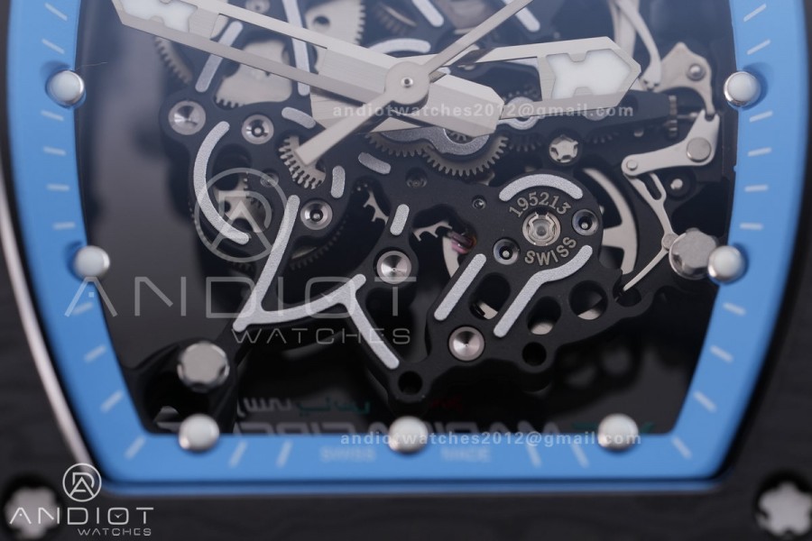 RM055 NTPT BBF 1:1 Best Edition Blue Bezel Blue Crown on Blue Rubber Strap RMUL2 Super Clone