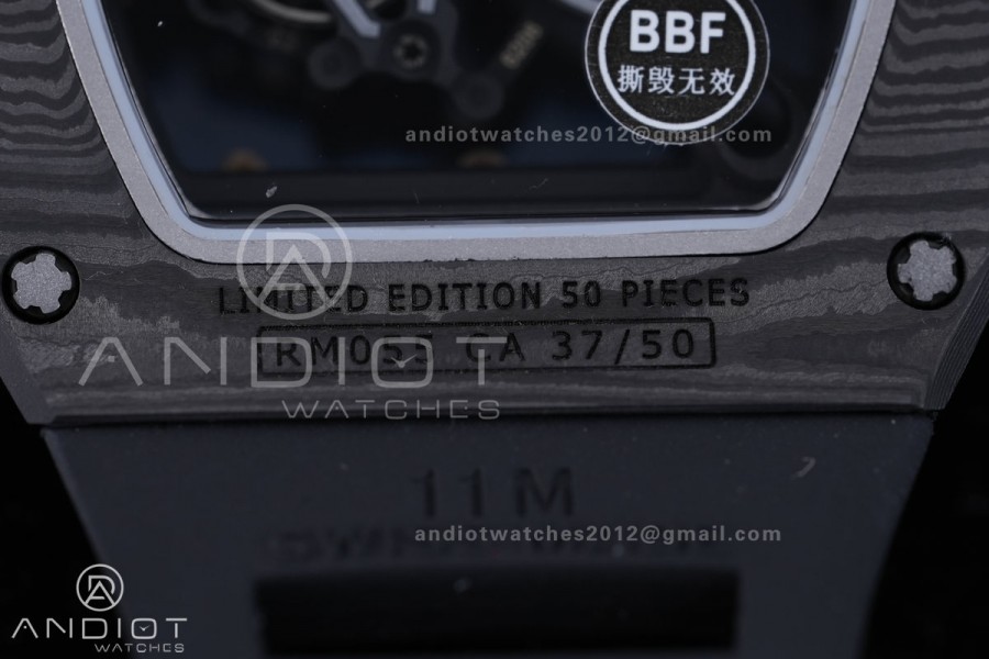 RM055 43mm Black NTPT/RU Skeleton Dial BBF RMUL2 Super Clone