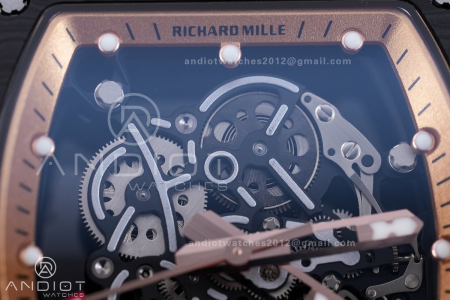RM055 43mm Black NTPT/RU Skeleton Dial BBF RMUL2 Super Clone