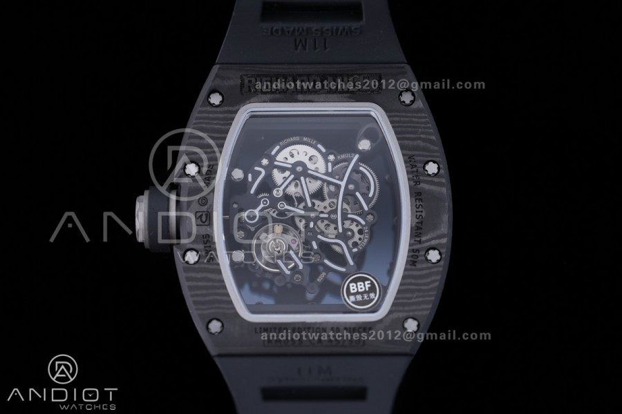 RM055 NTPT BBF 1:1 Best Edition Black Bezel Black Crown on Black Rubber Strap RMUL2 Super Clone