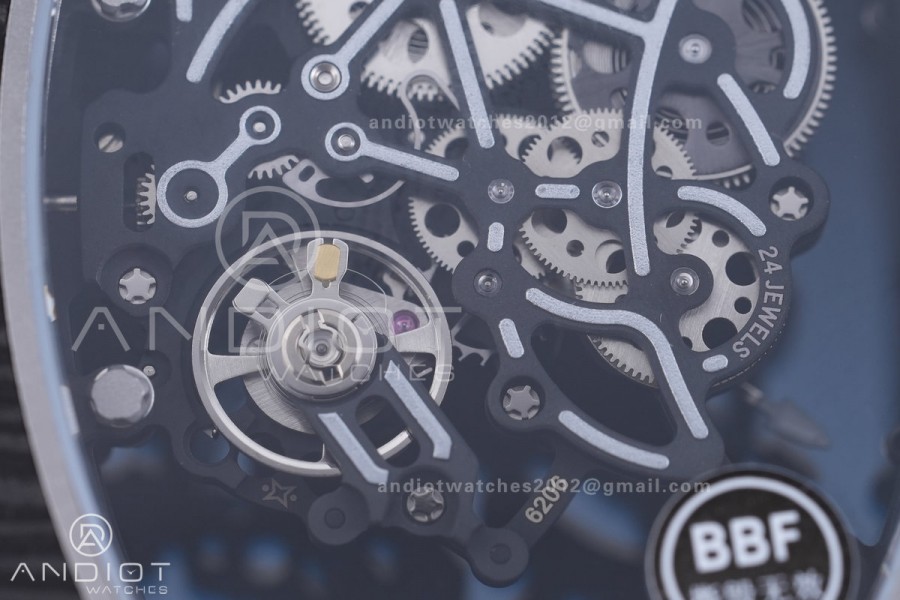 RM055 NTPT BBF 1:1 Best Edition Black Bezel Black Crown on Black Rubber Strap RMUL2 Super Clone