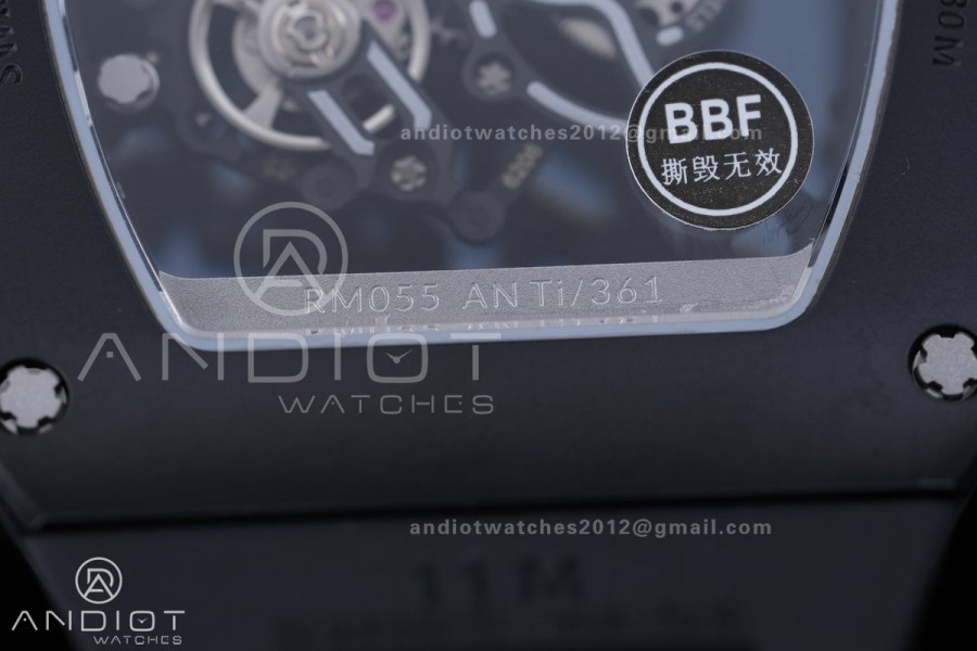 RM055 43mm Black Ceramic/RU Skeleton Dial BBF RMUL2 Super Clone