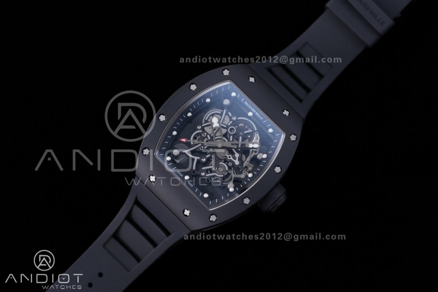 RM055 43mm Black Ceramic/RU Skeleton Dial BBF RMUL2 Super Clone