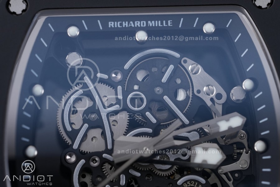 RM055 43mm Black Ceramic/RU Skeleton Dial BBF RMUL2 Super Clone