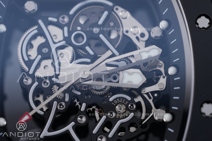 RM055 43mm Black Ceramic/RU Skeleton Dial BBF RMUL2 Super Clone