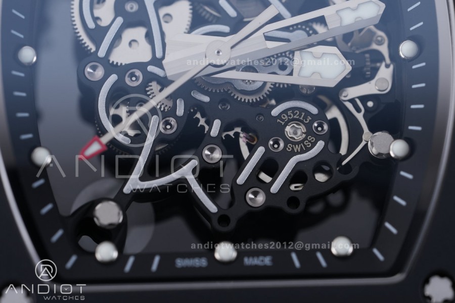 RM055 43mm Black Ceramic/RU Skeleton Dial BBF RMUL2 Super Clone