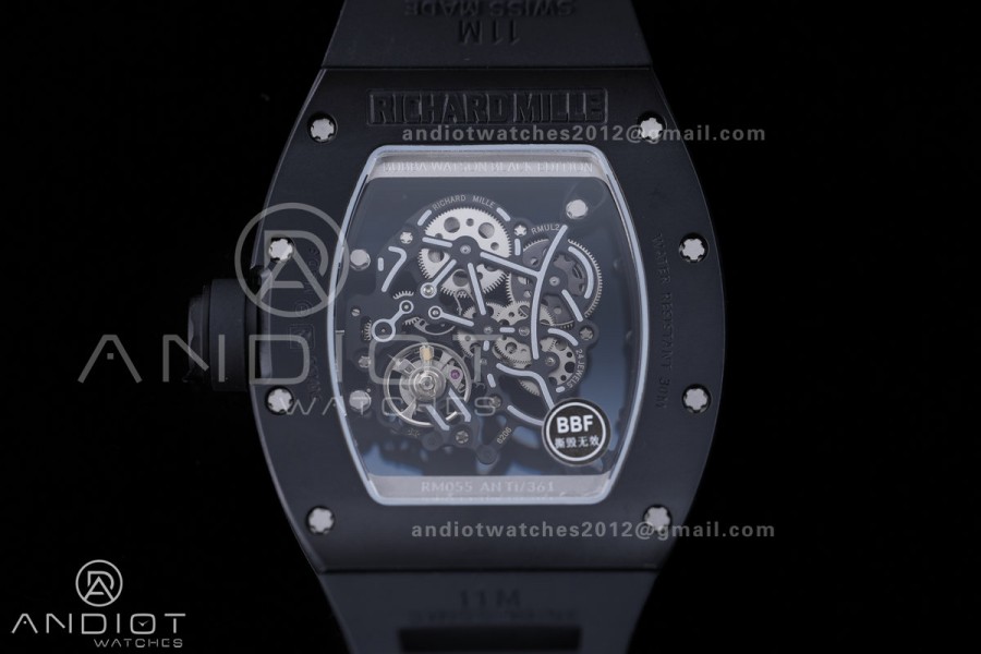 RM055 43mm Black Ceramic/RU Skeleton Dial BBF RMUL2 Super Clone