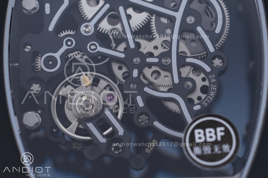 RM055 43mm Black Ceramic/RU Skeleton Dial BBF RMUL2 Super Clone