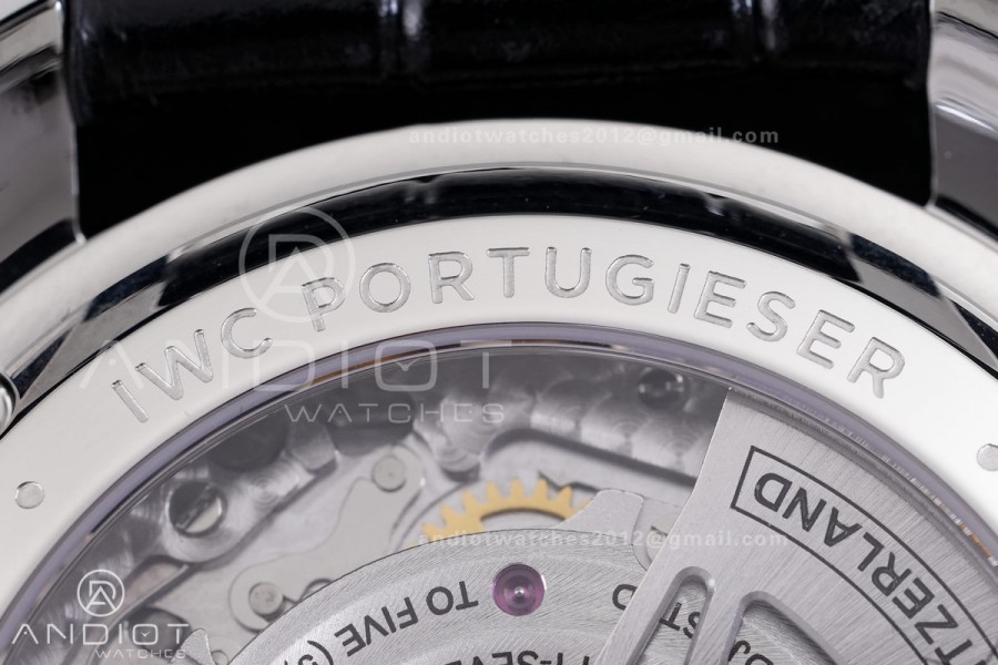 Portuguese Chrono IW371604 SS APSF 1:1 Best Edition Silver Dial RG Marker On Black Leather Strap Asian Super Clone 69355