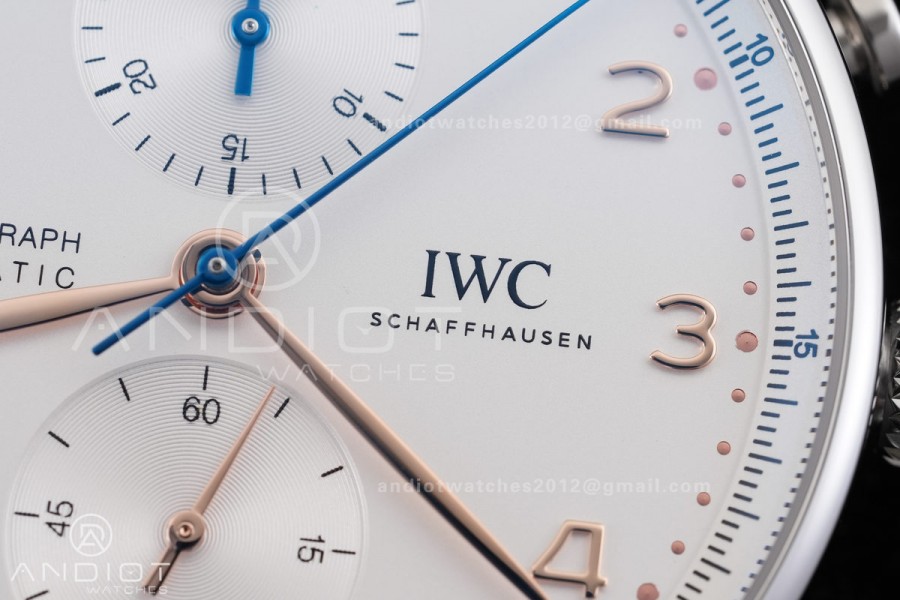 Portuguese Chrono IW371604 SS APSF 1:1 Best Edition Silver Dial RG Marker On Black Leather Strap Asian Super Clone 69355