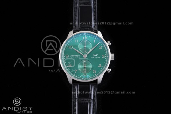 Portuguese Chrono IW371615 SS APSF 1:1 Best Edition Green Dial On Black Leather Strap Asian Super Clone 69355