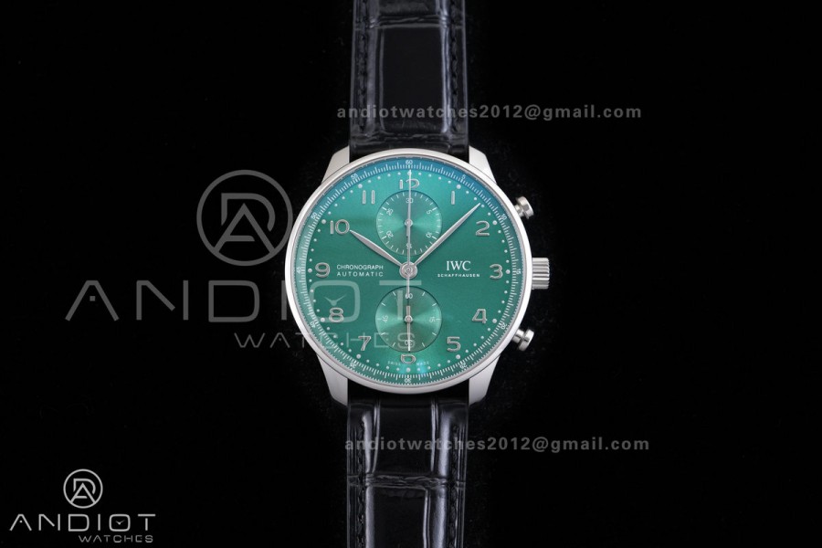 Portuguese Chrono IW371615 SS APSF 1:1 Best Edition Green Dial On Black Leather Strap Asian Super Clone 69355