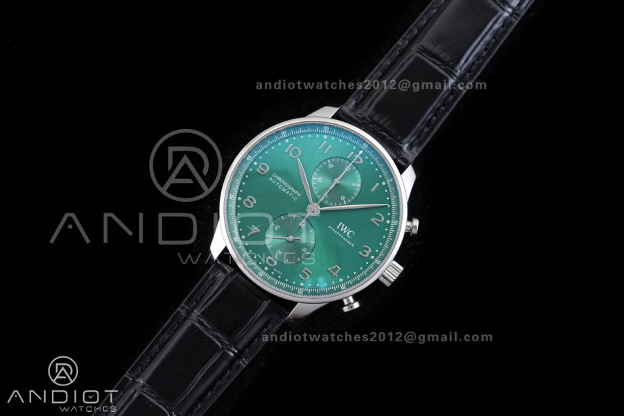 Portuguese Chrono IW371615 SS APSF 1:1 Best Edition Green Dial On Black Leather Strap Asian Super Clone 69355