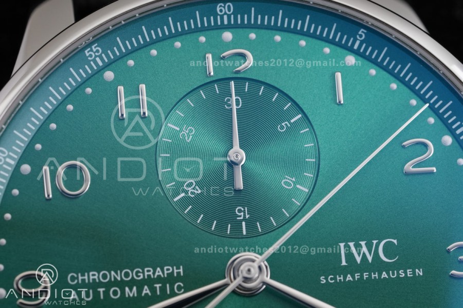 Portuguese Chrono IW371615 SS APSF 1:1 Best Edition Green Dial On Black Leather Strap Asian Super Clone 69355