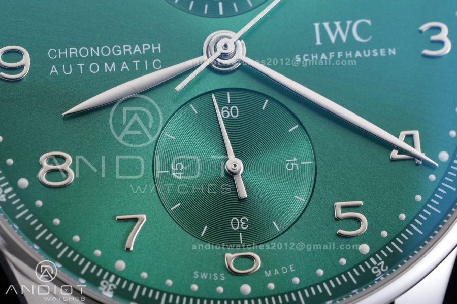 Portuguese Chrono IW371615 SS APSF 1:1 Best Edition Green Dial On Black Leather Strap Asian Super Clone 69355