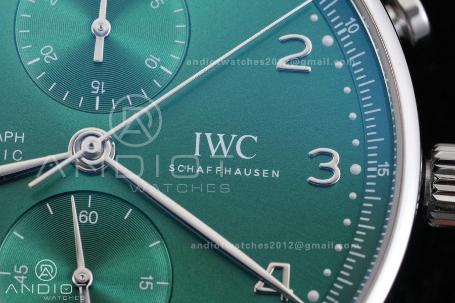 Portuguese Chrono IW371615 SS APSF 1:1 Best Edition Green Dial On Black Leather Strap Asian Super Clone 69355
