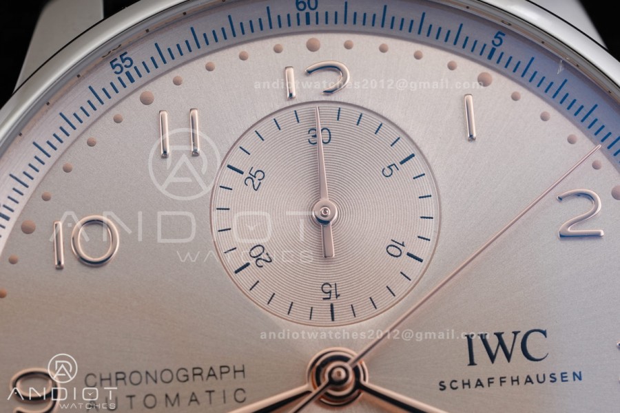 Portuguese Chrono IW371624 SS APSF 1:1 Best Edition Dune Dial RG Marker On Black Leather Strap Asian Super Clone 69355