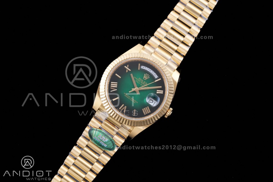 DayDate 40 228238 ARF  V4 1:1 Best Edition Green Ombre Roman Dial on President Bracelet VR3255(Gain Weight 210g)