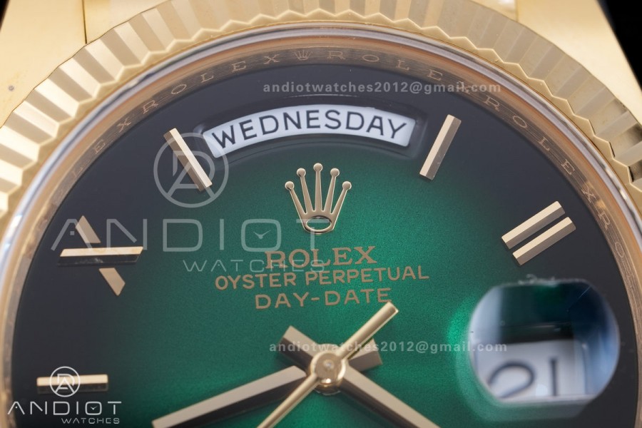DayDate 40 228238 ARF  V4 1:1 Best Edition Green Ombre Roman Dial on President Bracelet VR3255(Gain Weight 210g)