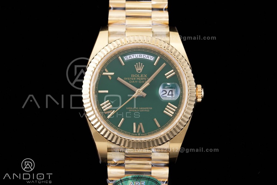 DayDate 40 228238 ARF  V4 1:1 Best Edition Green Roman Dial on President Bracelet VR3255(Gain Weight 210g)