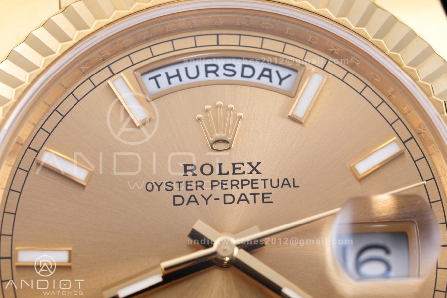 DayDate 40 228238 ARF V4 1:1 Best Edition YG Stick Dial on President Bracelet VR3255 (Gain Weight 210g)