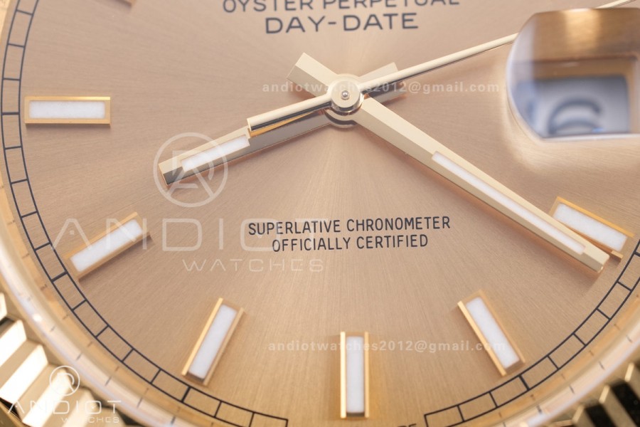 DayDate 40 228238 ARF V4 1:1 Best Edition YG Stick Dial on President Bracelet VR3255 (Gain Weight 210g)