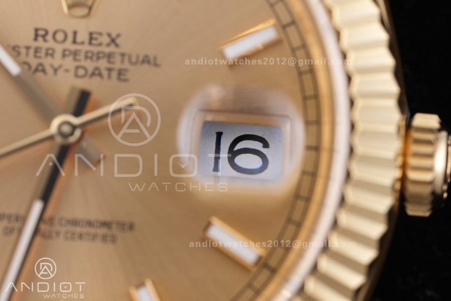 DayDate 40 228238 ARF V4 1:1 Best Edition YG Stick Dial on President Bracelet VR3255 (Gain Weight 210g)