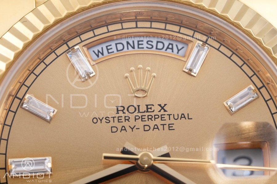 DayDate 40 228238 ARF  V4 1:1 Best Edition YG Crystal Dial on President Bracelet VR3255(Gain Weight 210g)