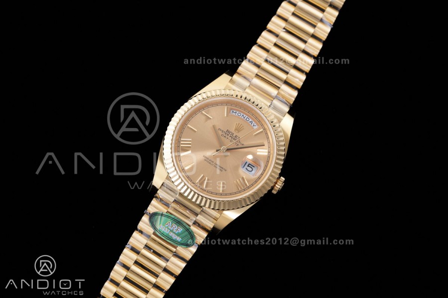 DayDate 40 228238 ARF  V4 1:1 Best Edition YG Roman Dial on President Bracelet VR3255(Gain Weight 210g)