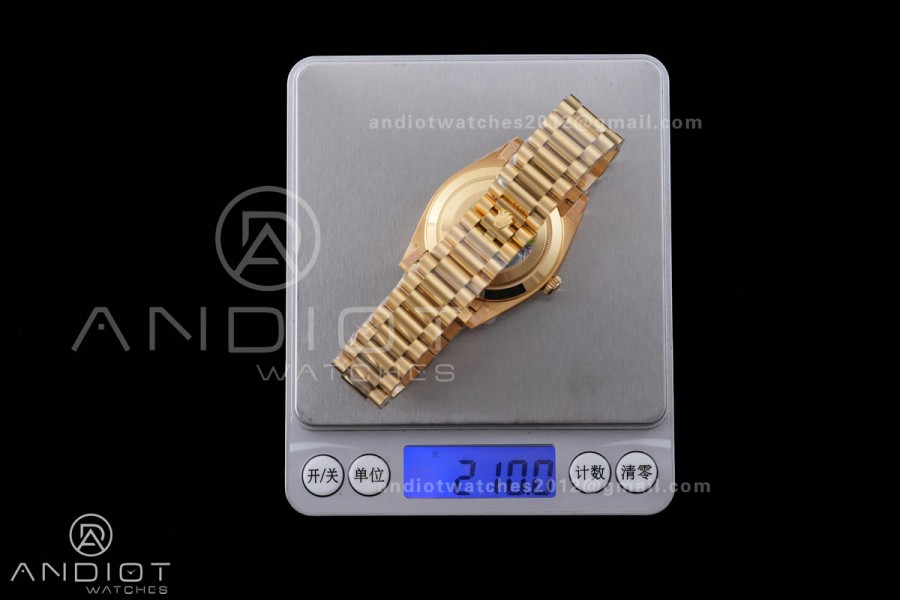 DayDate 40 228238 ARF  V4 1:1 Best Edition YG Roman Dial on President Bracelet VR3255(Gain Weight 210g)