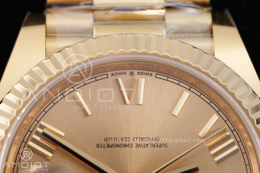 DayDate 40 228238 ARF  V4 1:1 Best Edition YG Roman Dial on President Bracelet VR3255(Gain Weight 210g)