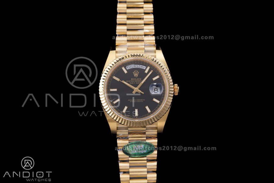 DayDate 40 228238 ARF V4 1:1 Best Edition Black Stick Dial on President Bracelet VR3255 (Gain Weight 210g）