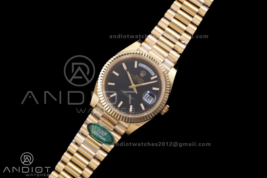 DayDate 40 228238 ARF V4 1:1 Best Edition Black Stick Dial on President Bracelet VR3255 (Gain Weight 210g）