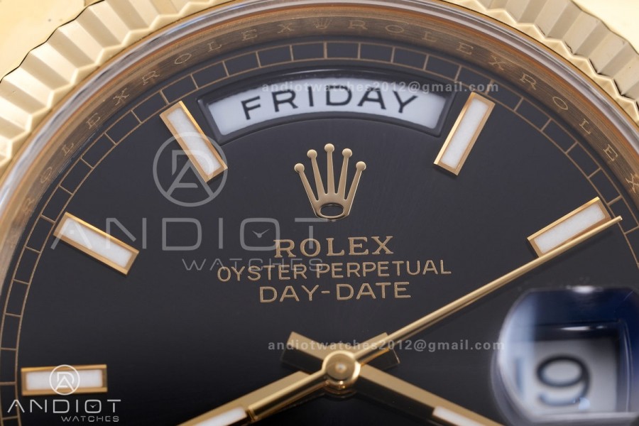 DayDate 40 228238 ARF V4 1:1 Best Edition Black Stick Dial on President Bracelet VR3255 (Gain Weight 210g）