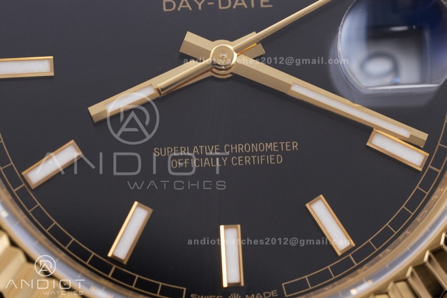 DayDate 40 228238 ARF V4 1:1 Best Edition Black Stick Dial on President Bracelet VR3255 (Gain Weight 210g）