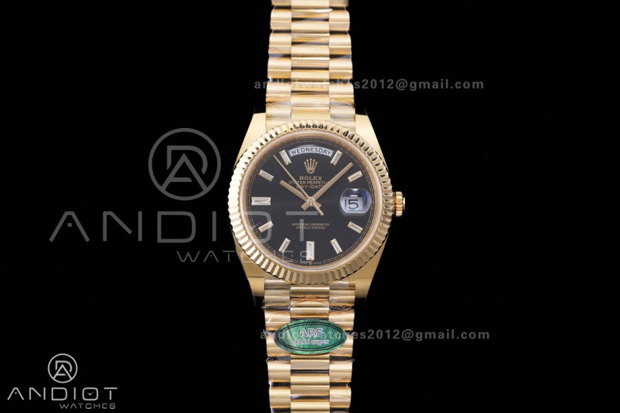 DayDate 40 228238 ARF V4 1:1 Best Edition Black Crystal Dial on President Bracelet VR3255 (Gain Weight 210g)