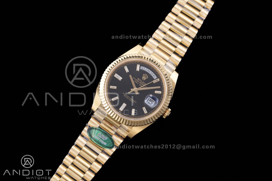 DayDate 40 228238 ARF V4 1:1 Best Edition Black Crystal Dial on President Bracelet VR3255 (Gain Weight 210g)