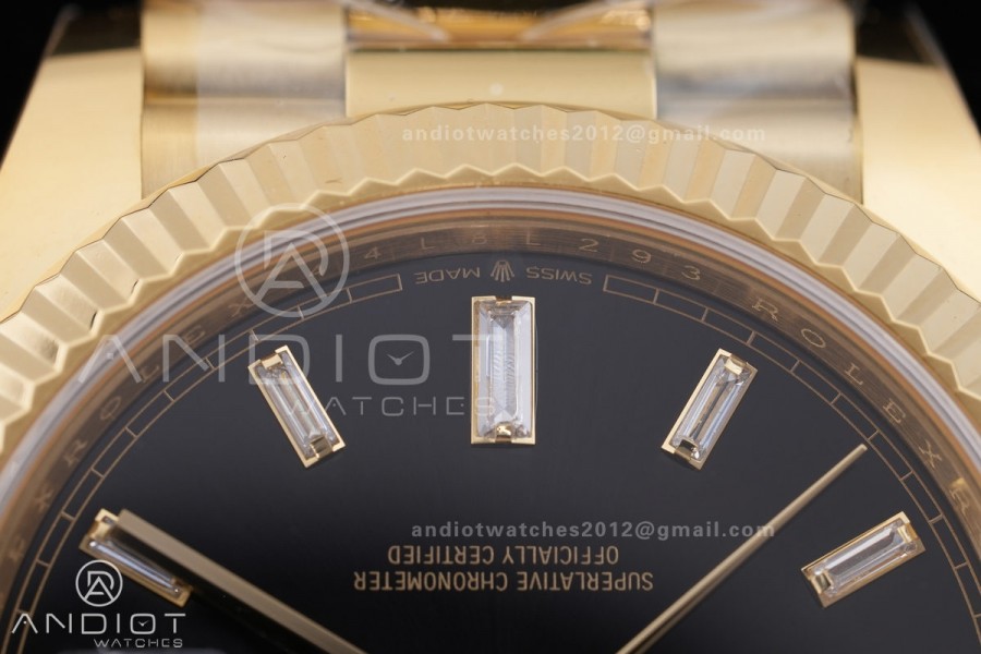 DayDate 40 228238 ARF V4 1:1 Best Edition Black Crystal Dial on President Bracelet VR3255 (Gain Weight 210g)