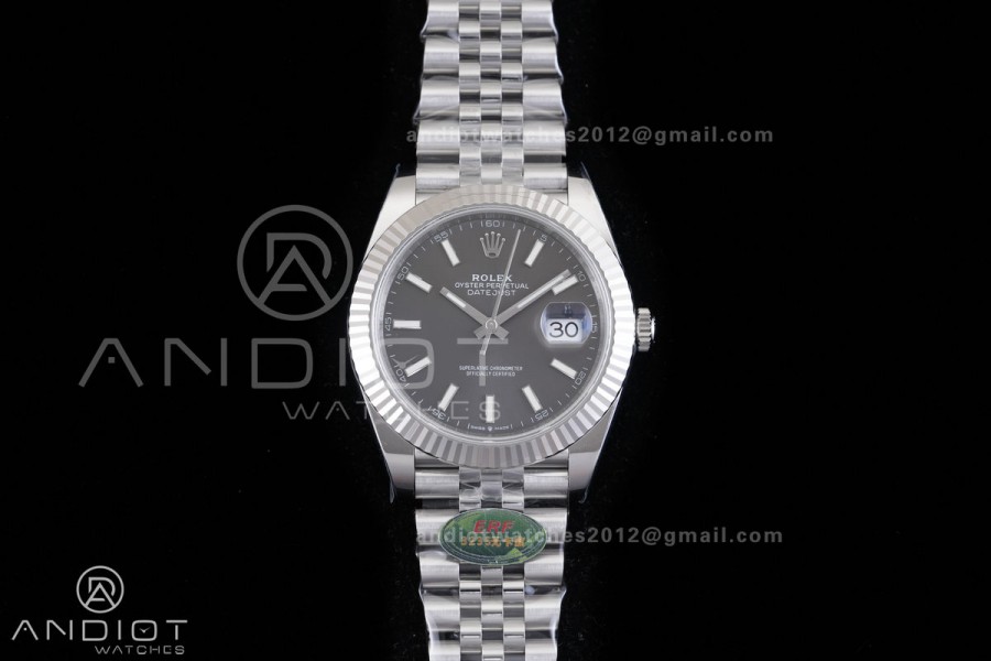 DateJust 126334 904L SS ERF 1:1 Best Edition Gray Dial Stick Marker On Jubilee Bracelet SH3235 (Free Sprung)