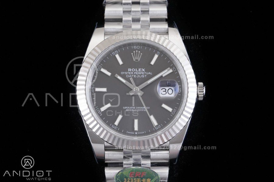 DateJust 126334 904L SS ERF 1:1 Best Edition Gray Dial Stick Marker On Jubilee Bracelet SH3235 (Free Sprung)