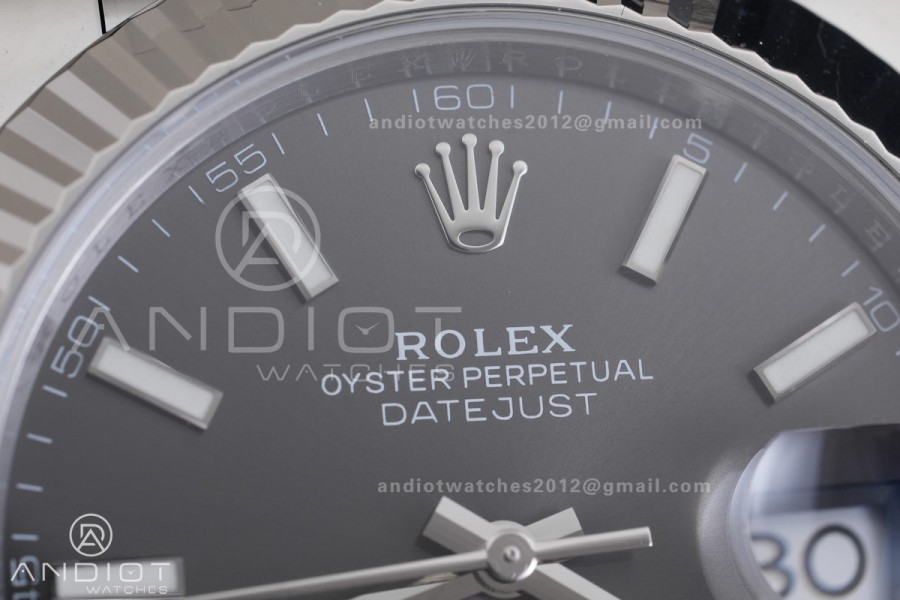 DateJust 126334 904L SS ERF 1:1 Best Edition Gray Dial Stick Marker On Jubilee Bracelet SH3235 (Free Sprung)